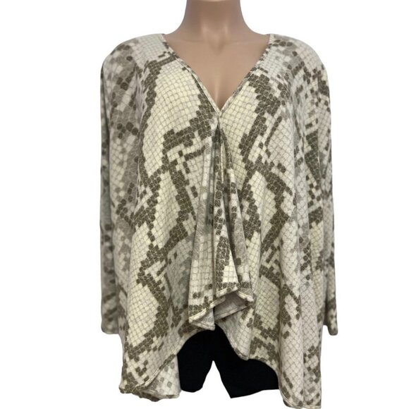 NANETTE‎ LuLaRoe Cardigan Cover Up 3XL NWT Neutral Grey White Snakeskin Stretchy - Picture 1 of 14